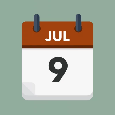 Calendar icon showing 9th July
