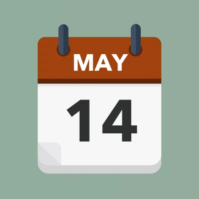 Calendar icon showing 14th May